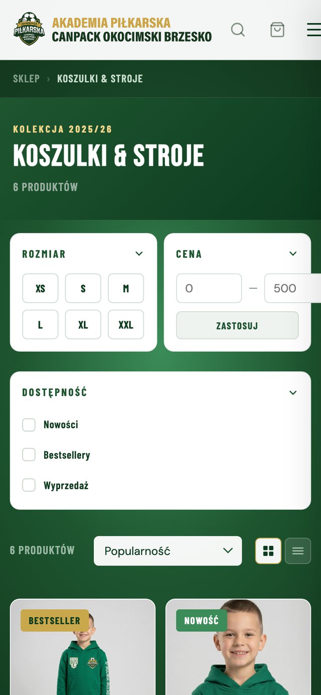 Widok mobilny kategorii