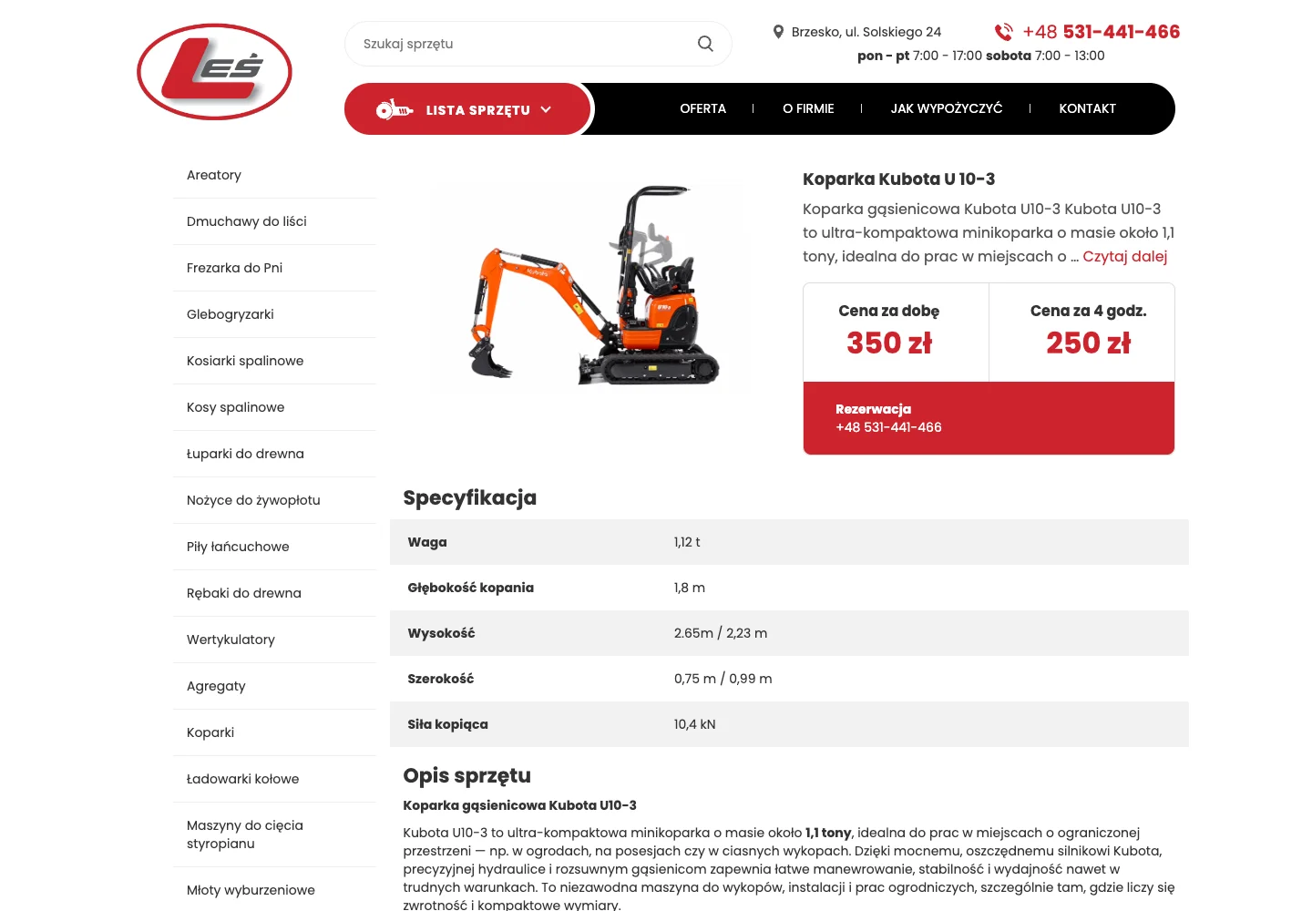 Karta koparki: zdjęcie, ceny wynajmu, parametry i kontakt