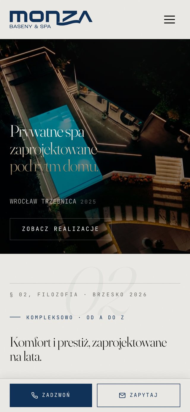 Widok mobilny strony głównej