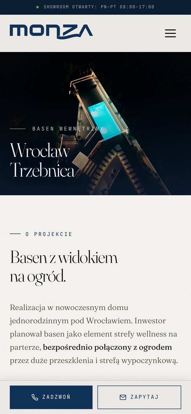 Widok mobilny karty realizacji