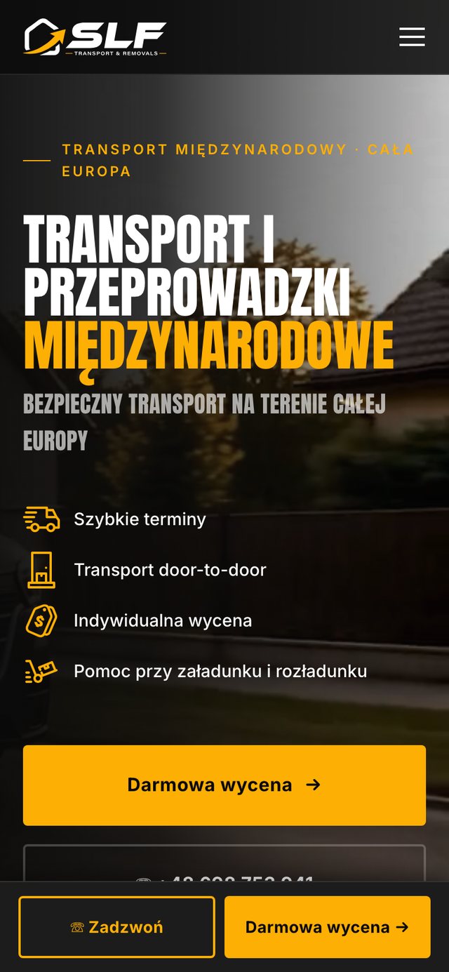 Widok mobilny strony głównej