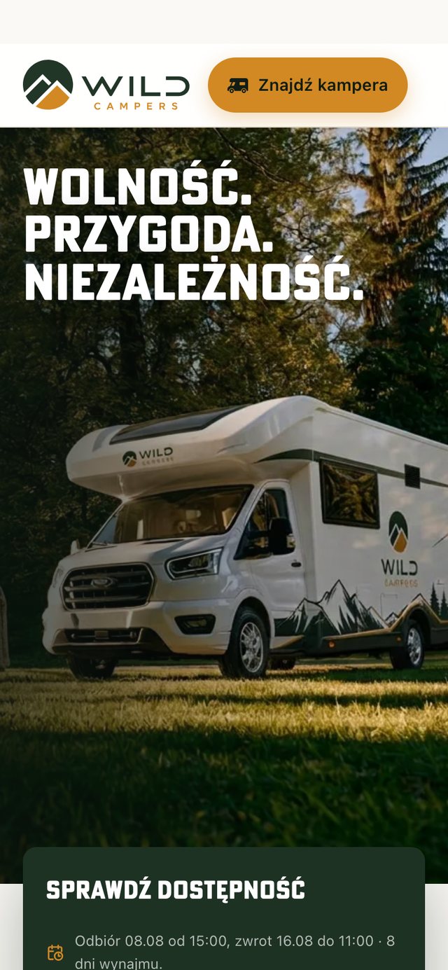 Widok mobilny strony głównej